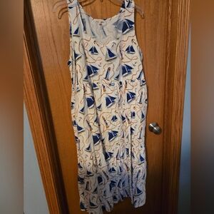 Sailboat Print Sleeveless Maxi Dress
